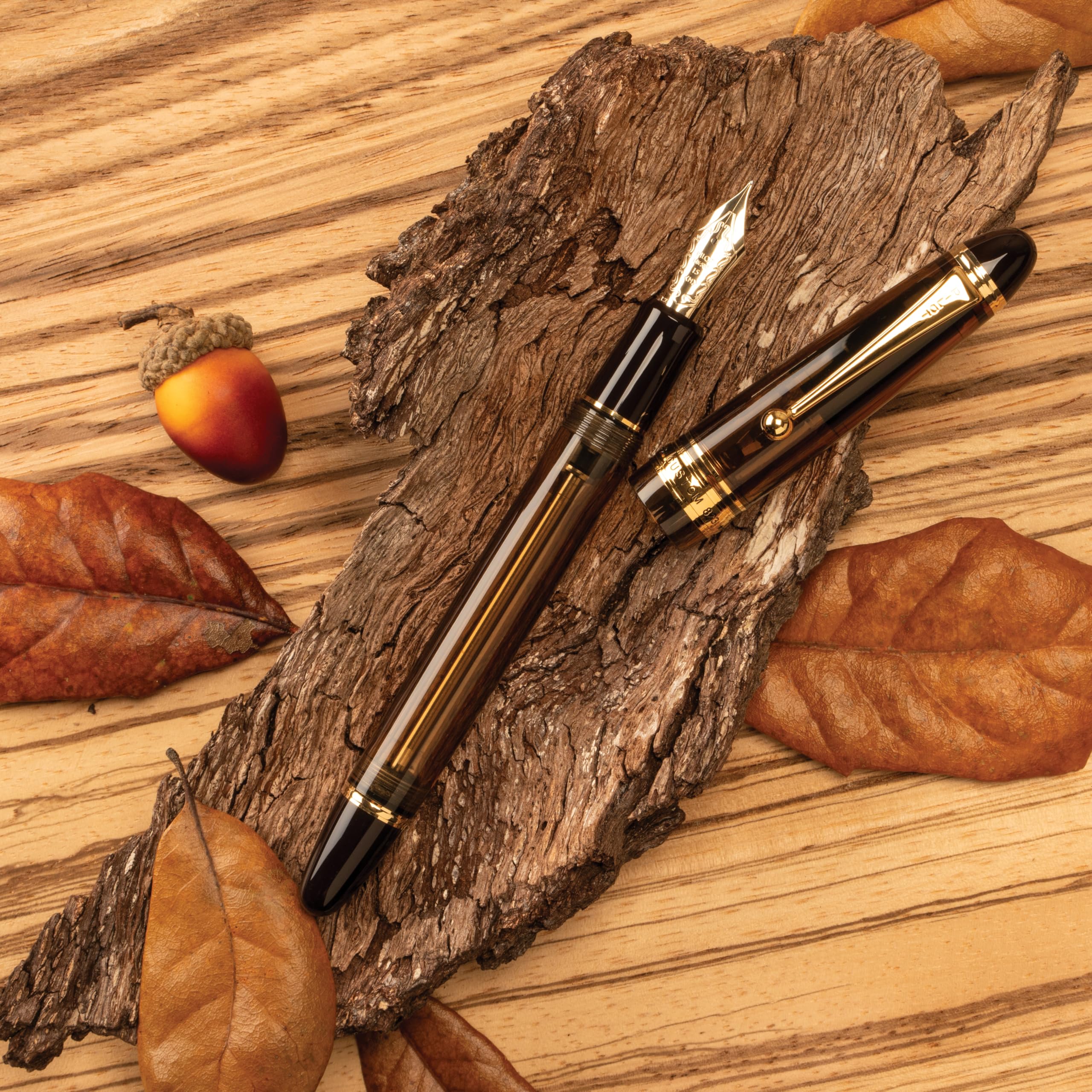 PILOT 万年筆 QUARTZ PEN F-B Pilot Custom 823 Fountain Pen, Amber Barrel, Blue Ink, Medium Nib